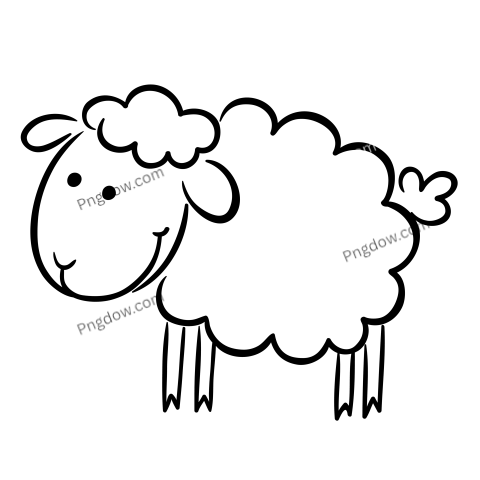 Line drawing of a sheep transparent background