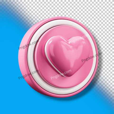 Heart circle button pink 3d icon SVG isolated cutout