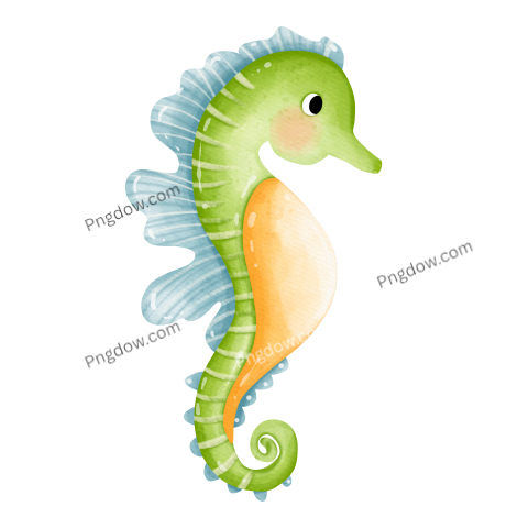 Cute sea horse watercolor, Underwater sea life, ocean creatures clipart