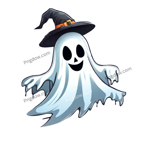 Halloween ghost on transparent background Spirit figure, PNG element, Generative Ai