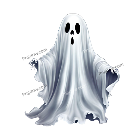 Halloween ghost on transparent background Spirit figure, PNG element Generative Ai