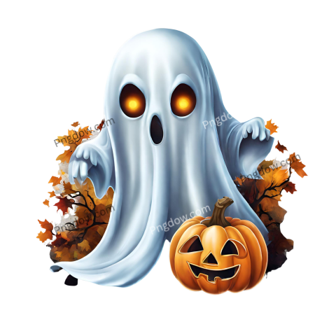 Halloween ghost on transparent background Spirit figure, PNG free element Generative Ai