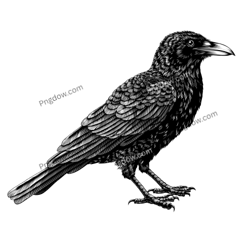 Raven Black and White transparent background