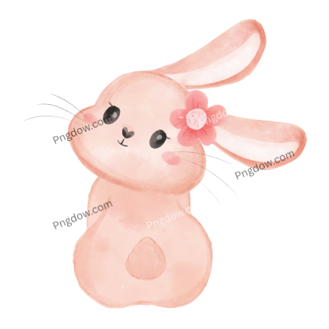 Cute Sweet pink Bunny rabbit watercolor cartoon free