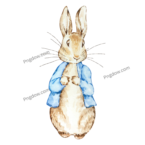 Watercolor cute rabbit in a blue jacket free