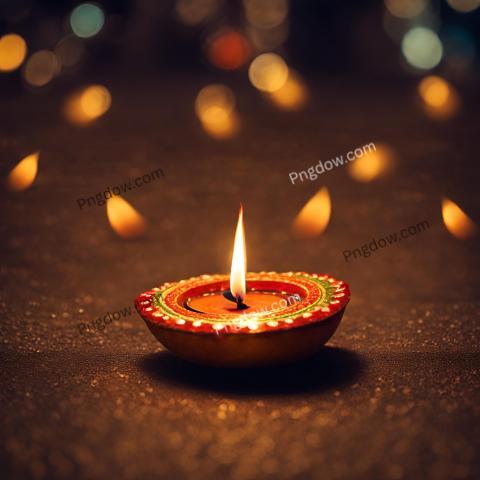 Happy Diwali image Lit diya lamp on street at night