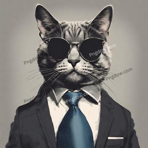 A cat wearing sunglasses and a suit with a tie (8)