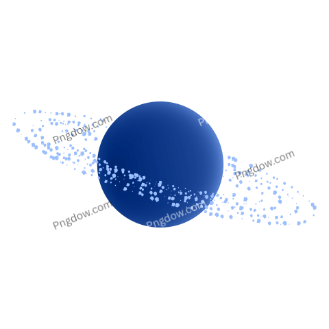 Blue gradient planet with asteroid belt transparent background
