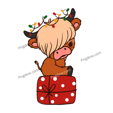 Baby Highland cow with Santa hat Christmas sticker Png, (3)