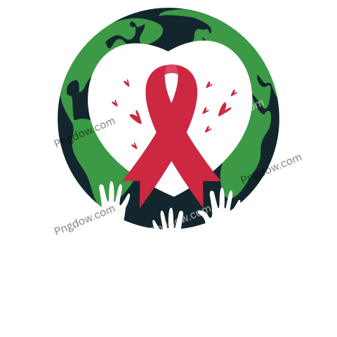 Earth hand with ribbon of world cancer day