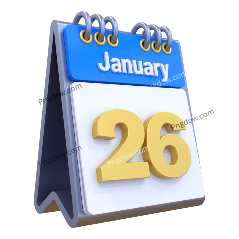 26 January Calendar 3D icon
