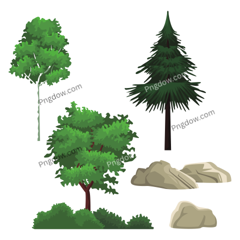 Trees and Bushes Png transparent background