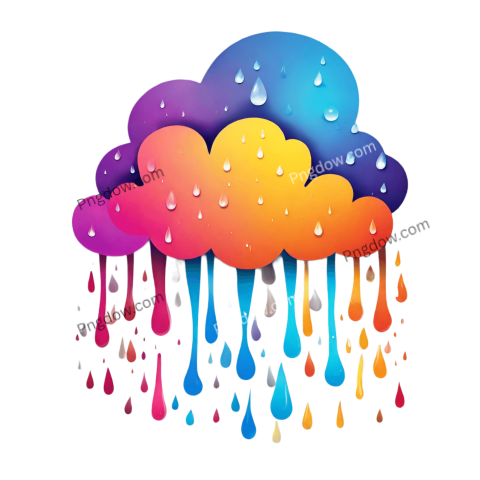 Vibrant Colorful Rain Cloud Icon Image in PNG Format