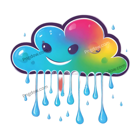 Free Download, Adorable shaped Clouds with Raindrops PNG Cute and Whimsical