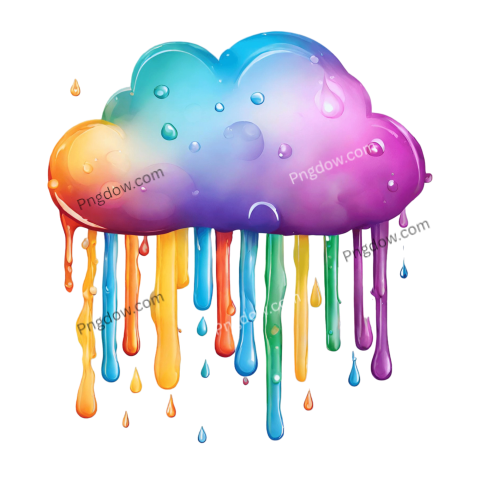 Vibrant and Eye Catching Colorful Rain Cloud Icon Image in PNG Format
