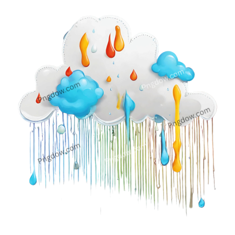 Vibrant Colorful Rain Cloud Icon Image in PNG Format for free