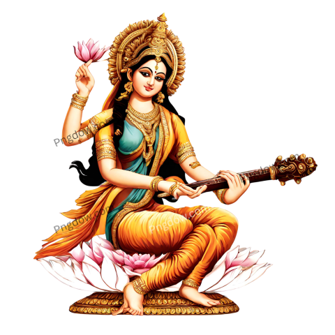 Stunning Saraswati PNG Image with Transparent Background Free Download