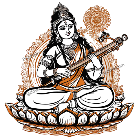 Stunning Saraswati PNG Image with Transparent Background for Versatile Use