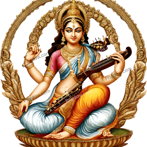 High Quality Saraswati PNG Image with Transparent Background
