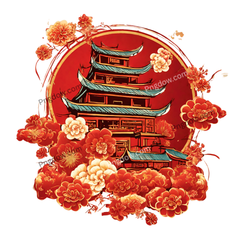Chinese New Year 2024 Year Of The Dragon Red Red Gold Traditional Festival, image Png (6)