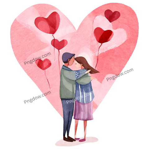 Romantic Valentine's Day Love Heart PNG Transparent Perfect for Couples