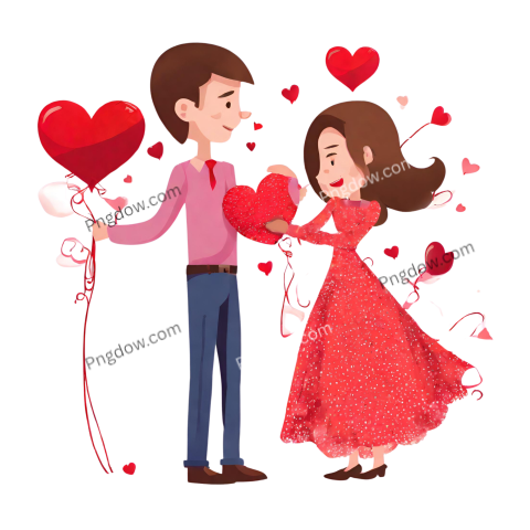 Romantic Valentine's Day Love Heart PNGs Transparent Images for Couples