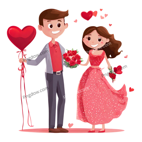 Romantic Valentine's Day Love Heart PNG Transparent Images for Couples