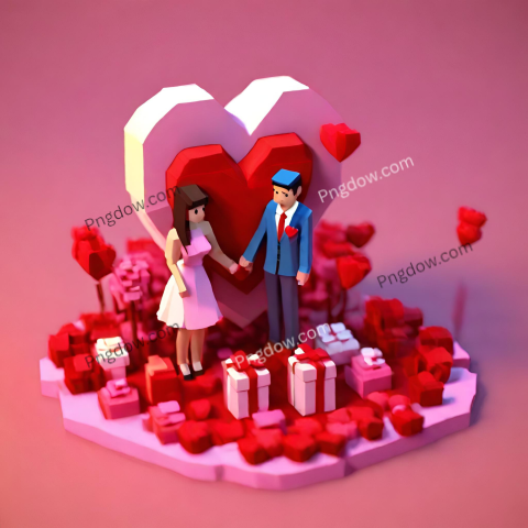 Download Free 3D Couples Love Heart Images for Valentine's Day