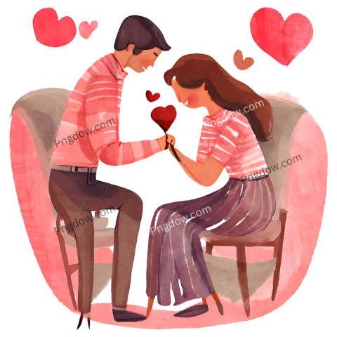 Romantic Valentines Day Love Heart PNGs for Couples, Transparent and Stunning