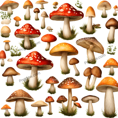 Mushroom PNG image with transparent background, edelweis
