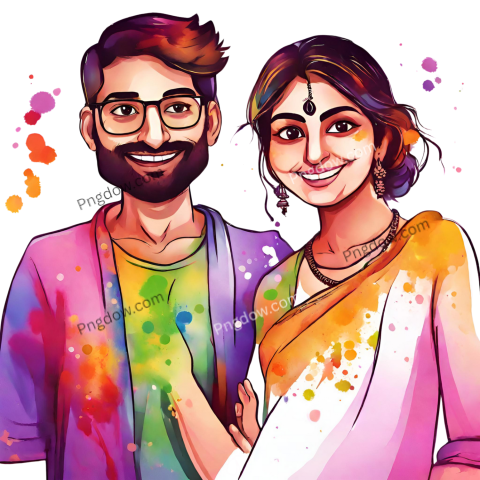 Indian Festival Holi Colors | Holi PNG | holy couple PNG image