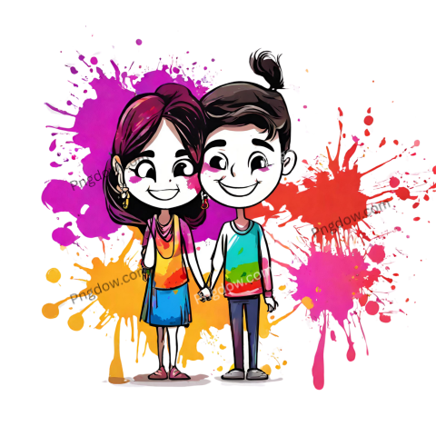 Indian Festival Holi Colors, Holi PNG, holy couple PNG image (5)