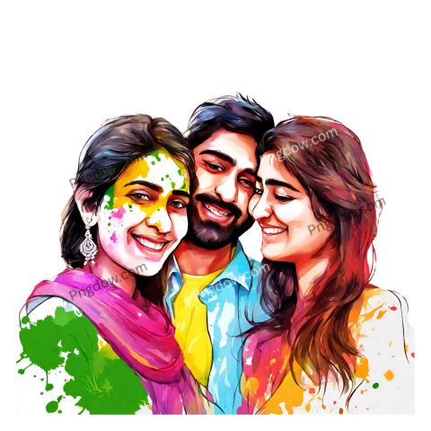 Indian Festival Holi Colors, Holi PNG, holy couple PNG image, (2)
