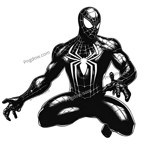 black spider man png standing
