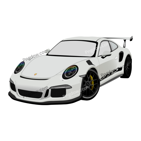 White Porsche 911 GT3 car on black background Car png