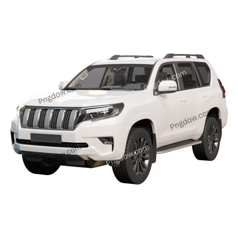 White Toyota Land Cruiser, a luxury SUV, displayed in a car png format