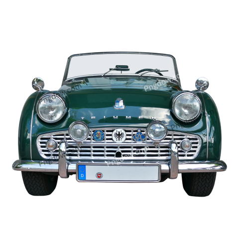 Car png featuring a green body with a white front bumper and headlights