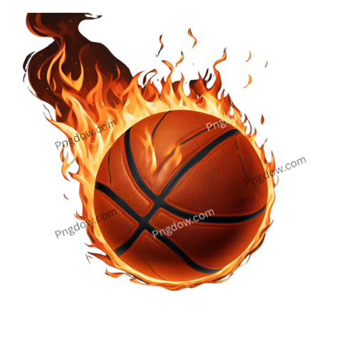 Transparent basketball ball engulfed in flames, Basketball png free