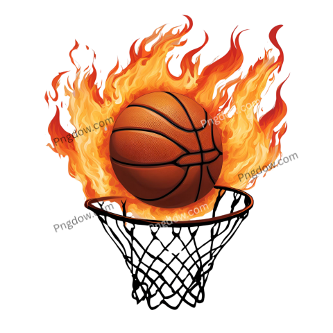 Basketball hoop on fire with basketball, Basketball Fire png