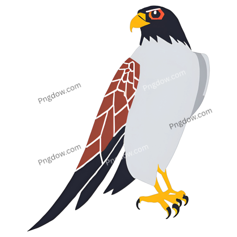 White and red falcon with black feet, free PNG image
