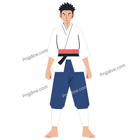 A Gojo PNG anime character wearing a white shirt and blue pants