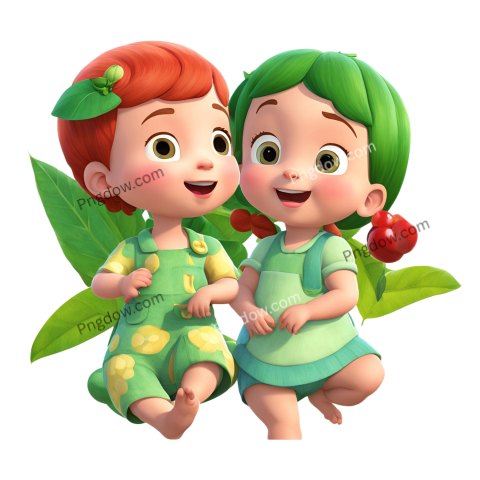 Two children sitting on green grassy area, Png images