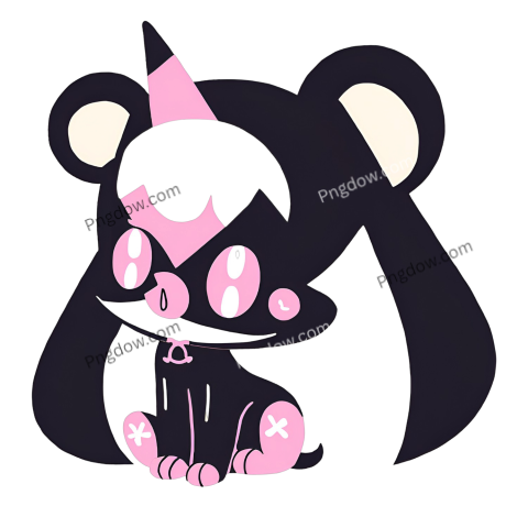 Black and pink bear with pink eyes, Kuromi PNG