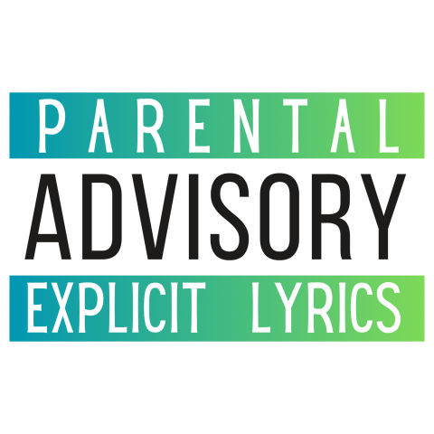 Parental advisory explicit lyrics warning label in red and white on transparent background for free