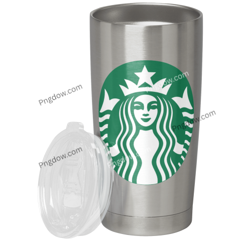 Starbucks tumbler with lid and logo covered lid, PNG