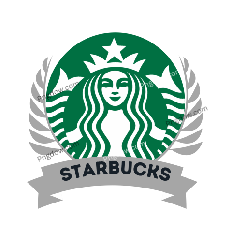Starbucks logo with a crown and laurels on a transparent background