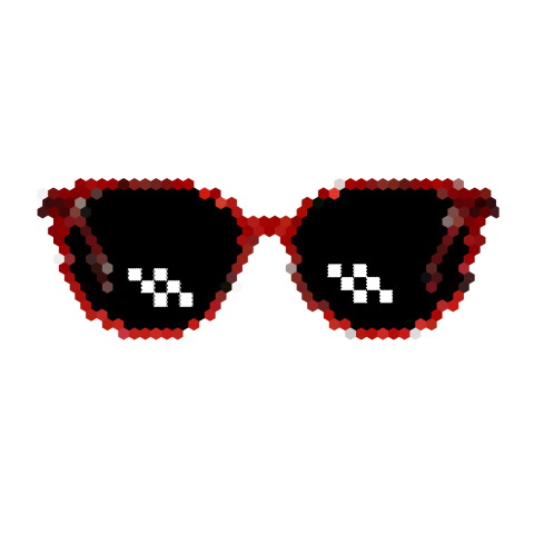 Pixel art of 'Deal With It Glasses' in transparent PNG format