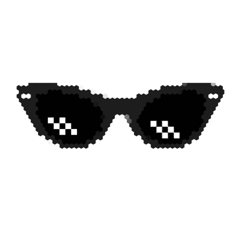 Deal With It Glasses transparent PNG set against black background with white squares