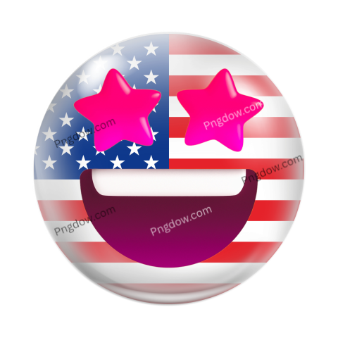 Smiley face with stars on American flag emoji