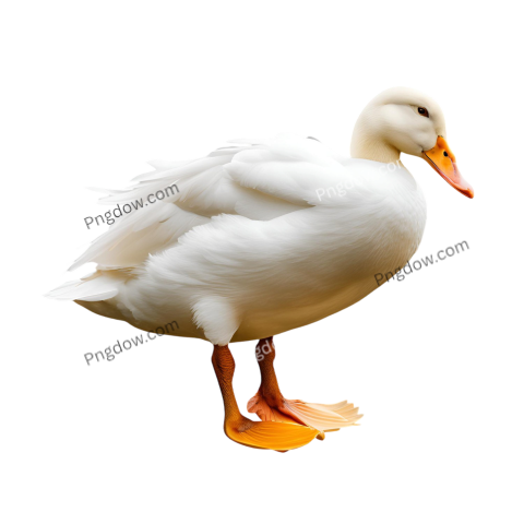 White duck standing on black background, Duck PNG